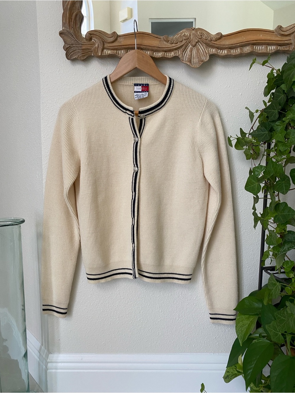 Tommy Hilfiger Cream Ribbed Cardigan